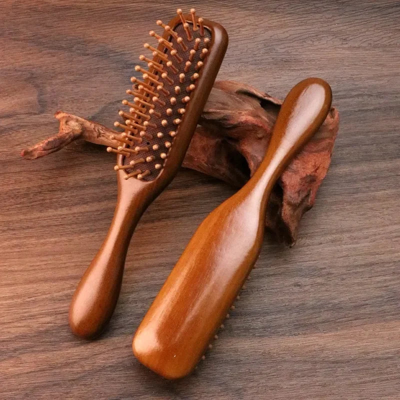 1Pc Natural Wooden Comb Meridian Massage Anti-Static No-Snags Wide Tooth Comb for Women Girl Straight Curly Hair