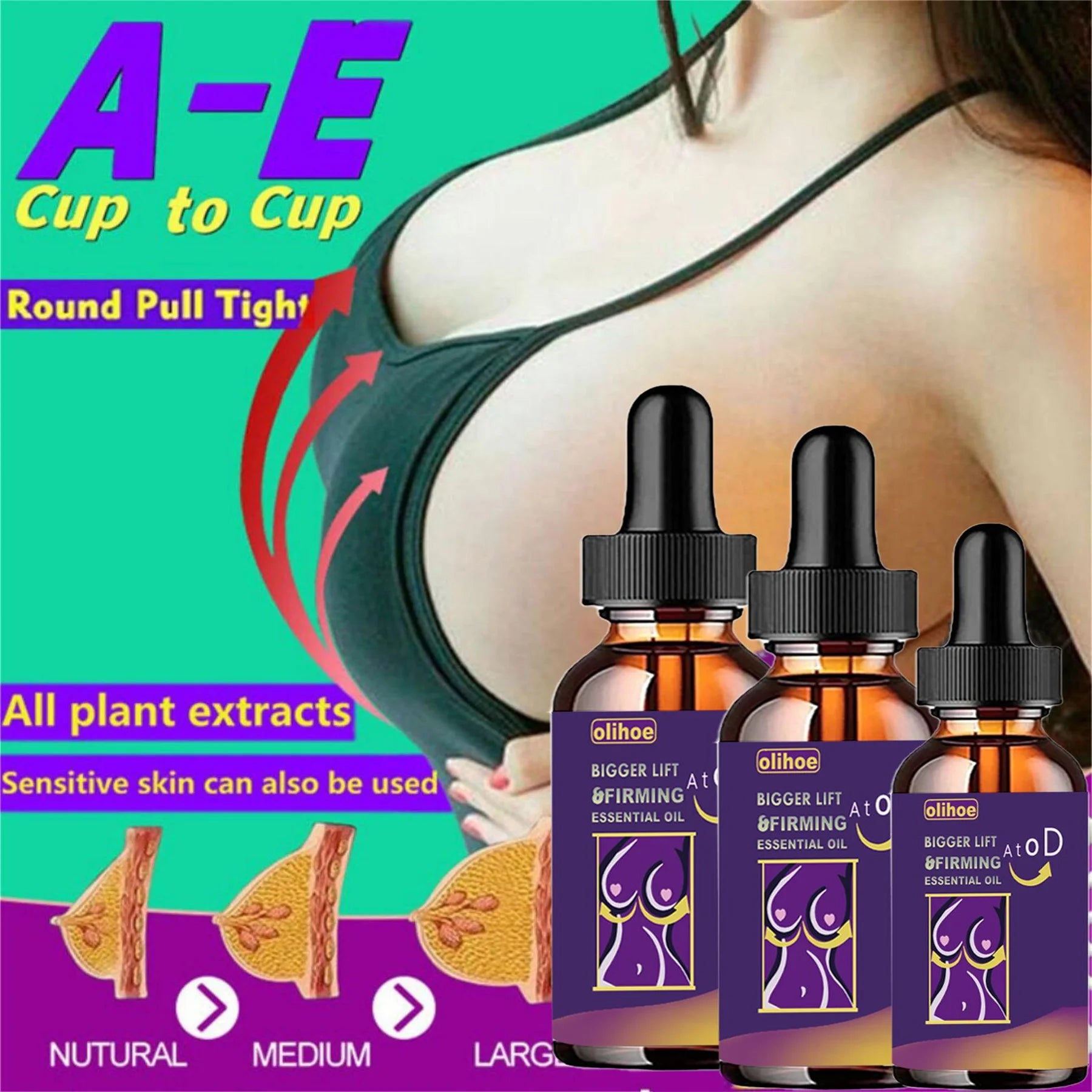 Breast Regrow Essential Oil Chest Enhancement Bust Plump up Growth Enlarging Boobs Bigger Lift Firming Breast Enlarge Bio Oils