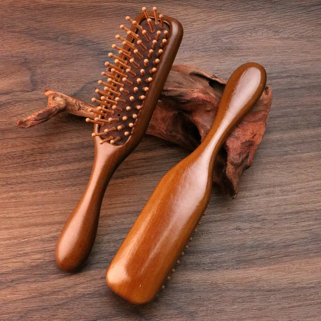 1Pc Natural Wooden Comb Meridian Massage Anti-Static No-Snags Wide Tooth Comb for Women Girl Straight Curly Hair