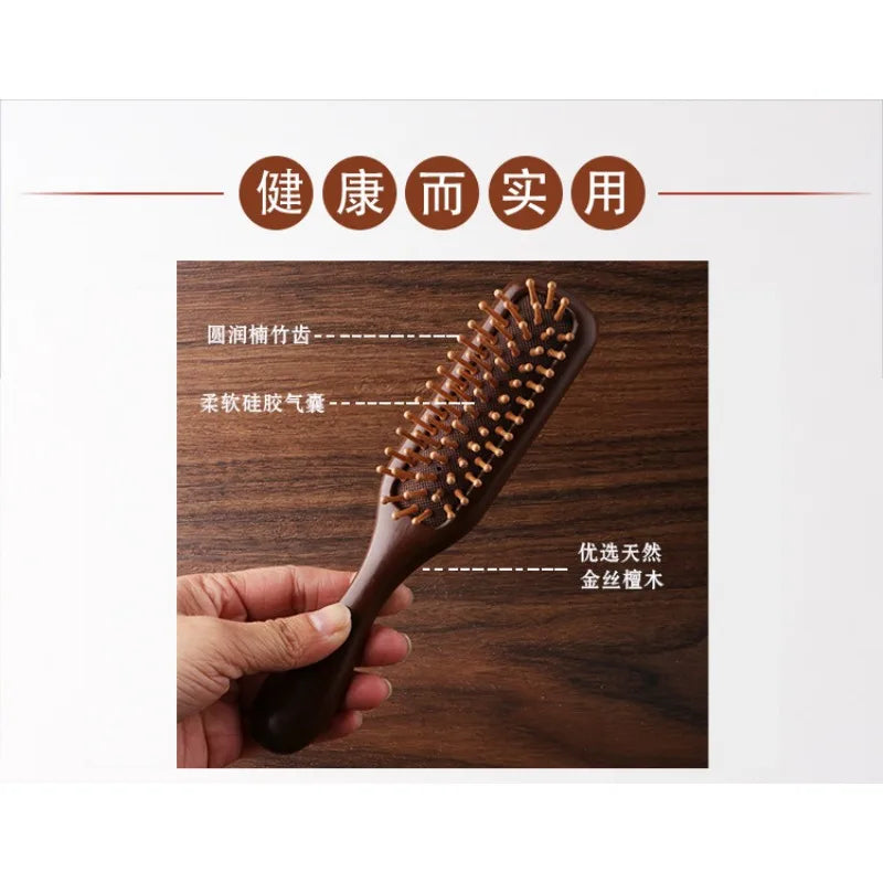 1Pc Natural Wooden Comb Meridian Massage Anti-Static No-Snags Wide Tooth Comb for Women Girl Straight Curly Hair