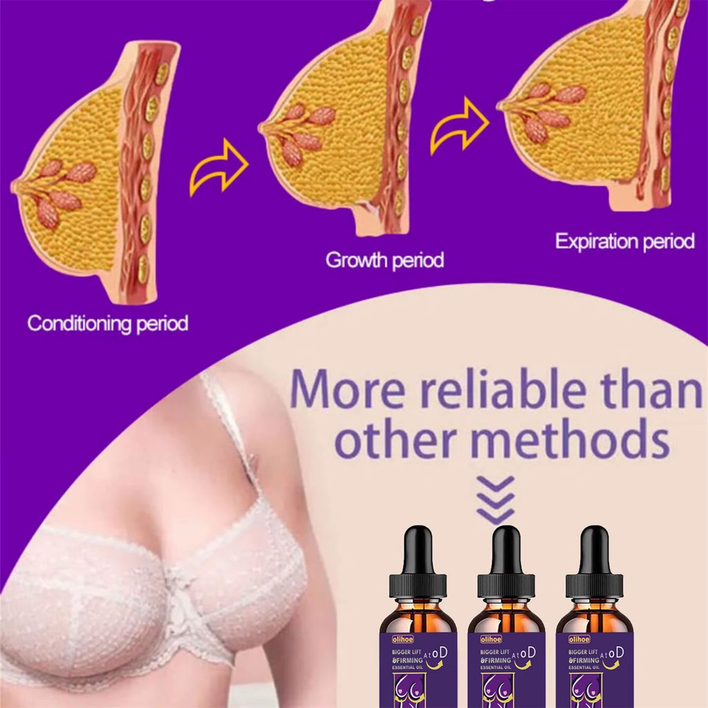 Breast Regrow Essential Oil Chest Enhancement Bust Plump up Growth Enlarging Boobs Bigger Lift Firming Breast Enlarge Bio Oils
